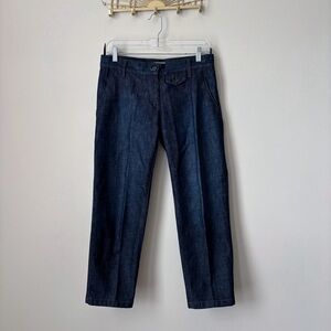 Prada Cropped Mid Rise Jeans Sz 42 Dark Wash